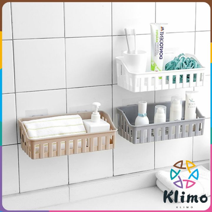 KLIMO Bathroom Plastic Storage Organizer Self Adhesive Seamless Kitchen