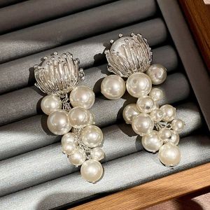 XUNXUAN Sweet Pear Drop Earrings French Style Elegant Pearl Beaded Earrings Fashion Accessories Grape Shape Earrings Women