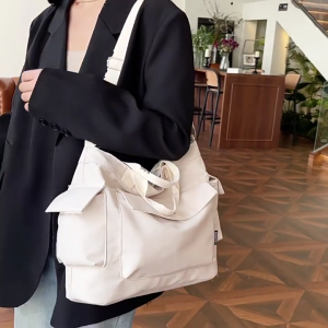 Women Bag Large Capacity Crossbody Bag Canvas Shoulder Bag Simple Messenger Bag Student School Bag for Travel Commuting