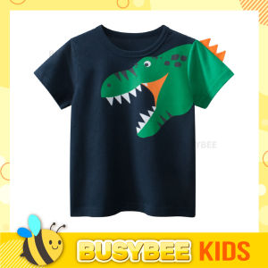 Kids Children T-shirt for 1-10 years old boys girls Short sleeve with dinosaur print and 3D spikes / Baju kanak-kanak budak lelaki perempuan umur 1-10 dengan cetakan grafik dinosaur dan sirip 3D