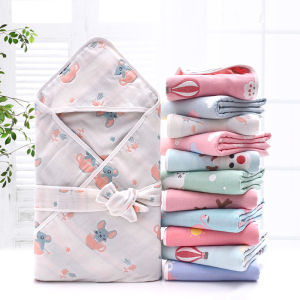 VREN Baby Swaddle Blanket 6Layers Soft 100% Cotton New Born Wrap Swaddle Blanket Bandage Adjustable Infant Wrap Print Towel Bed Blanket for Baby Bedding 90*90cm