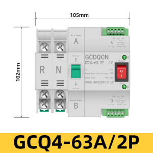 GCDQCN GCQ4-125/2P Dual Power Automatic Transfer Switch ATS 2P AC230V 100A Uninterrupted Power Changeover Switch DIN Rail Mount for Home Backup Generator Solar Power Distribution Cabinet,Uninterrupted Dual Power Switch Auto Manual Power Conversion for Res