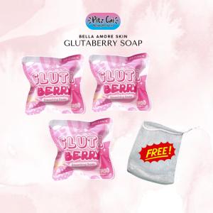 3pcs Glutaberry Bleaching Soap 50g with free mesh net by BELLA AMORE SKIN