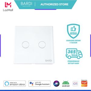 BARDI Smart Wall Switch EU2 Gang PUTIH Saklar WiFi Touch Sentuh