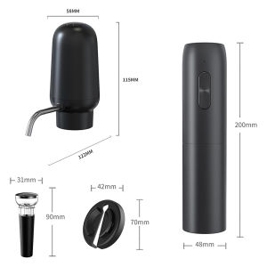 Electric Wine Bottle Opener Electric Wine Decanter Electric Wine Opener Set Multi-Functional Wine Pourer USB-C Port Vacuum Wine Stopper For Party Home Kitchen Bar