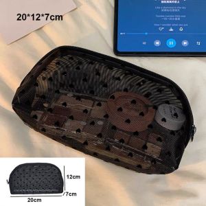 WLVYH Heart Transparent Mesh Makeup Bag Multifunction Black/Pink Women Cosmetic Storage Pouch  Portable Ladies Toiletry Storage Bag