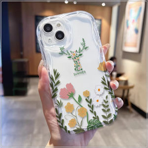Summer Art Plant-Deer Compatible for IPhone 15 Plus 11 14 13 12 15 Pro Max XR X XS Max 15 7Plus 8plus Wavy Curved Edge