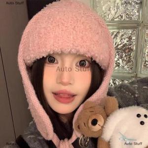 [COD] Auto Stuff หมวกไหมพรมขนแกะแบบหนาสำหรับผู้หญิง หมวกไหมพรมถักสำหรับใส่ป้องกันศีรษะให้ความอบอุ่นในฤดูใบไม้ร่วงฤดูหนาว