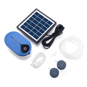 SFFGF Portable Solar Powered Oxygen Pump Two Modes Energy Saving USB Charging Air Pump Portable Design with Air Hose Bubble Stone Pond Aerator Outdoor Pool