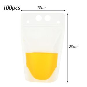100pcs/Set Standing Pouch Untuk Minuman Multifungsi Pouch Standing Minuman Kemasan Minuman