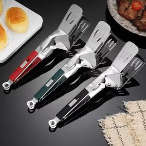SAGOER Slotted Design Steak Spatula Tongs Heat Resistant Anti-scald Steak Flipping Clip Rust-resistant Non-slip Pancake Barbecue Spatula Kitchen