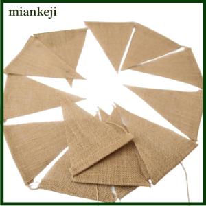miankeji 13 lá cờ cổ điển đay hessian vải bố Bunting biểu ngữ đám cưới bên chụp ảnh đạo cụ lễ kỷ niệm bên trang trí biểu ngữ