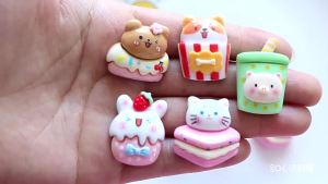 100pcs kawaii Cartoon Animals Rabbit Cat Dog Bear Cake Flat Back Resin Cabochons Scrapbook Diy Wedding Hairpin Accessories Craft