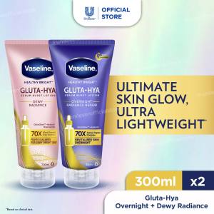Vaseline Healthy Bright Gluta Hya Serum Burst Lotion Day & Night 300ml (Dewy Radiance/Flawless Bright/Overnight Repair)