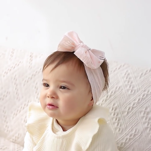 Toddler Elastic Hair Bows Wide Hair Band for Baby Girl Headdress Skin Friendly Fabric Soft Lace Headband Turban Headwrap