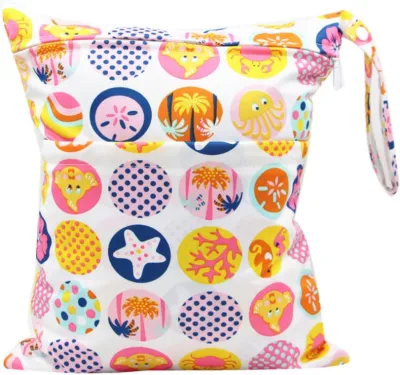 Baby Wet Bag (36cm x 30cm) Waterproof Reusable Two Zipper Bag Cloth Diaper Wet Dry Bag Nappy Wet Bag Diaper Organizer Multi-Purpose Bag