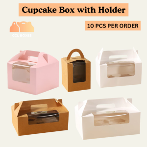 (10 PCS) 2 4 6 Holes Cupcake box with handle Pastry Box Gable box Cookies Brownies Banana loaf Box