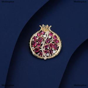 [COD] Modingdue Crystal Pomegranate Plant Brooch Pin For Women Summer Jewelry Gift Bag Suit Accessories