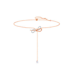 Swarovski Necklace for Women LIFELONG BOW Bow-Shaped Y-Neck Clavicle Chain