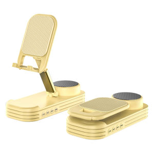 Cell Phone Stand with Wireless Bluetooth Speaker Foldable Adjustable Mobile Phone Holder Anti-Slip Design Phone Support