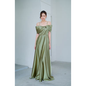 [LUXURY707] FN6206 ชุดราตรียาวทรงเจ้าหญิง ทวิชอก เปิดบ่า