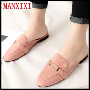 MANXIXI Brand Korean Version Flat Slippers Mules Sandals Big Size Shoes For Women (32-44 Size)