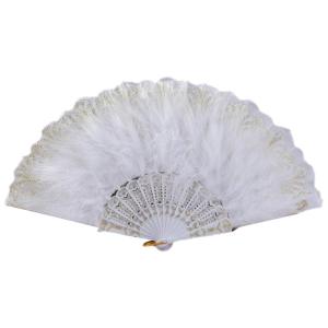 Elegant Lace Feathered Fan for Women 1920s Vintage Styles Flapper Folding Handheld Hand Fan for Cosplay Parties Event