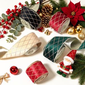 LEKGAVD DIY Craft Christmas Wrapping Ribbon Buffalo Plaid Craft Ribbon Christmas Bow Ribbon Classic Xmas Bow Bow Decorative Webbing Holiday Decoration