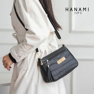 HANAMI Tas Selempang Cantik Ashana Terbaru TA1140B5 Elegan Premium Sling Wanita Hitam Bag Kulit