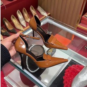 Early Spring Shiny Catwalk High Heels Pointed Toe Stiletto Temperament Single Shoes Womens Pumps Toe Sandals Elegant