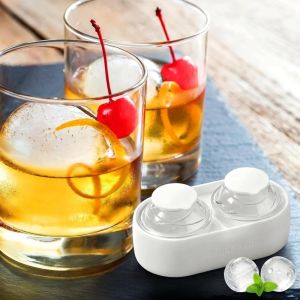 Silicone Ice Ball Mold / Round Ice Tray with Lid / Food Grade Easy Release Ice Maker / for Kitchen Bar Whiskey Coffee