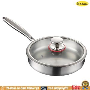 [VOS] 316 Stainless Steel Frying Pan With Lid Large Stir Wok Pan Non-Stick Universal Steak Cooking Pot Suitable for Fried Egg Steak