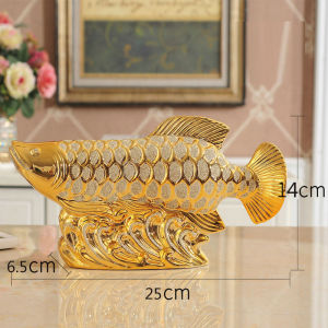 Pajangan Ikan Arwana Emas Arowana Golden Fish Feng Shui Wedding Home Decor