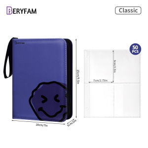 BERYFAM Binder Zipper Album 400/900 Pocket Pokemon Lomo Card Binder Photocard Blue Leather Binder Sleeves Blueberry Series
