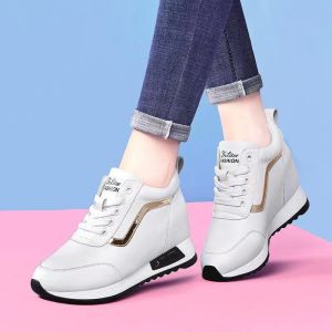 [Free Shipping] WomenS Height-Increasing Shoes Autumn Collection White Sneakers Korean-Style Elegant WomenS Shoes Wedge Heels Outdoor Sports And Casual Shoes