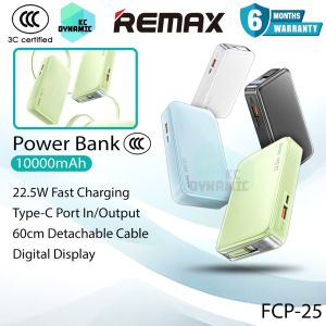 【3C Certified】Remax FCP-25 10000mAh Powerbank 22.5W Fast Charging Power Bank Detachable Cable Pawer Bank Bank Kuasa Remax Powerbank Remax FCP25