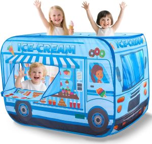 Lightweight Foldable Kids Baby Play Tent Children Pop Up Playtent Ice Cream Fire Engine Police Car House Tent Pretend Play Cozy Private Space
