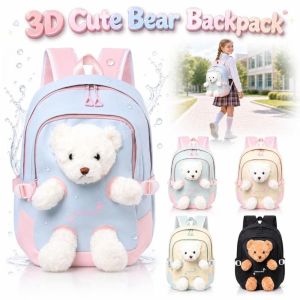 DORADO 3D Doll Cute Bear Backpack Waterproof Lightweight Student Schoolbag Fashion Versatile School Backpack Childrenteenagers