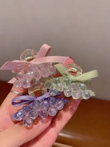 韩版网纱蝴蝶结抓夹2025新款水晶刘海夹侧边夹气质优雅公主夹Korean version mesh bow clip 2025 new crystal bangs clip side clip elegant princess clip