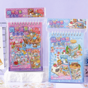 XIJIBAN 10 Sences Miniature Scene Collection Cartoon Stacking Pasting Landscape Sticker Book  3D Cabin Scene DIY Sticker Child Gifts