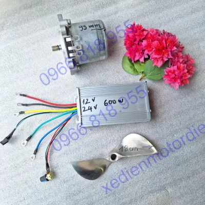 Combo Động cơ 12v 600w + ic điều tốc 12v 600w + chân vịt inox chế thuyền motor 12v600w