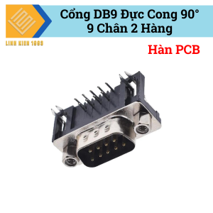 [ 2 CÁI ] Cổng DB9 Đực 9 Chân Cong 90 Độ 2 Hàng Hàn PCB
