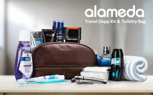 Toiletry Bag PU Leather Shaving Case Bags with Lots Pockets Plenty Space Large Compartments Durable Design Travel Pouch Fashion Dopp Kit for Outdoors and Journey Travel Storage Waterproof Dop Kit for Toiletries Accessories