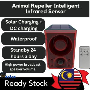 Ready Stock Solar Sound & Strobe Light Alarm 20s Sound Record Motion Detector Gunshot & Dog Barking 20S Siren