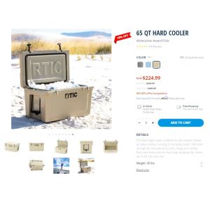 COOLER BOX IMPORT AMERIKA RITC 65 QT / 60LITER KWALITAS SUPER WARNA TAN
