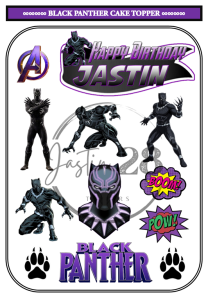 Black Panther Cake and Cupcakes Toppers (Machine cut Waterproof) Birthday Party Decorations