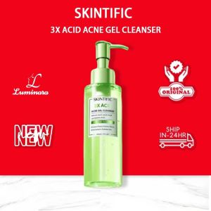 SKINTIFIC 3X Acid Acne Gel Cleanser Salicylic Acid Acne pencuci muka Oil Cleanser Oil Control Facial Wash | Suitable for oily and prone-to-acne skin | Gel texture