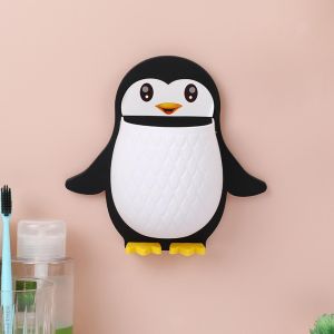 Rak Sikat Gigi Tempat Odol Rak Serbaguna Tempel Dinding Motif Pinguin Penguin Shelf Holder Penyimpanan Multifungsi