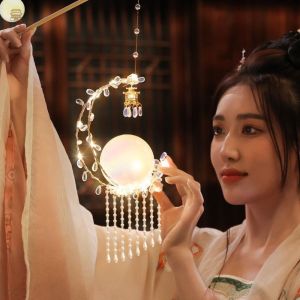 HSNNG Chinese Style Mid-Autumn Festival Lantern Handmade Blessings Luminous Flowers Lanterns Portable DIY Material Bag Mid Autumn Festival