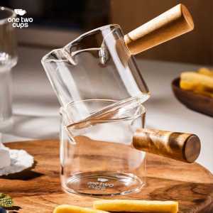 Gelas Takar espresso Measuring Cup Milk Pan Gagang Kayu